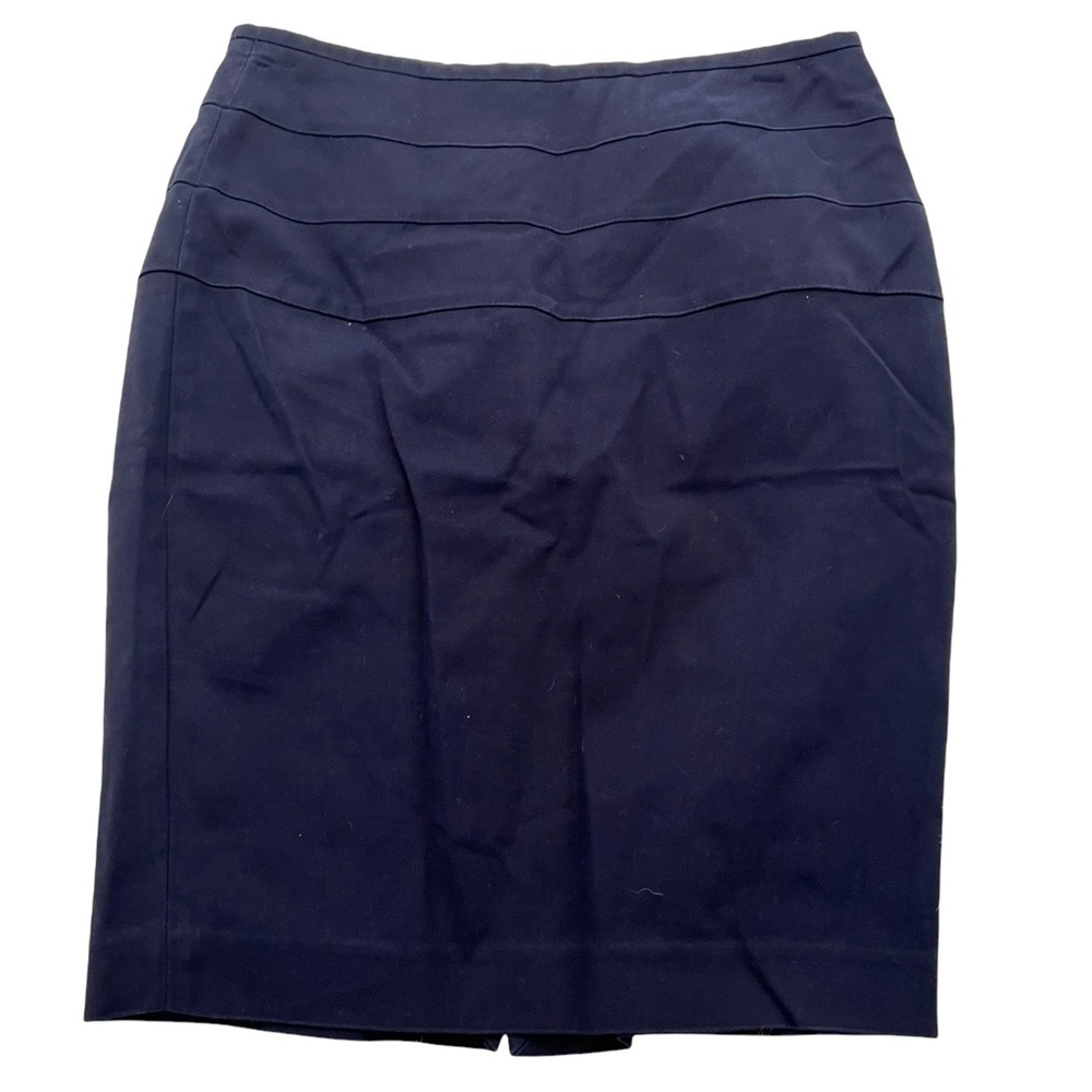 Zara‎ Basic Women's Size Medium Pencil Skirt Navy Blue Chino Exposed Gold Zipper